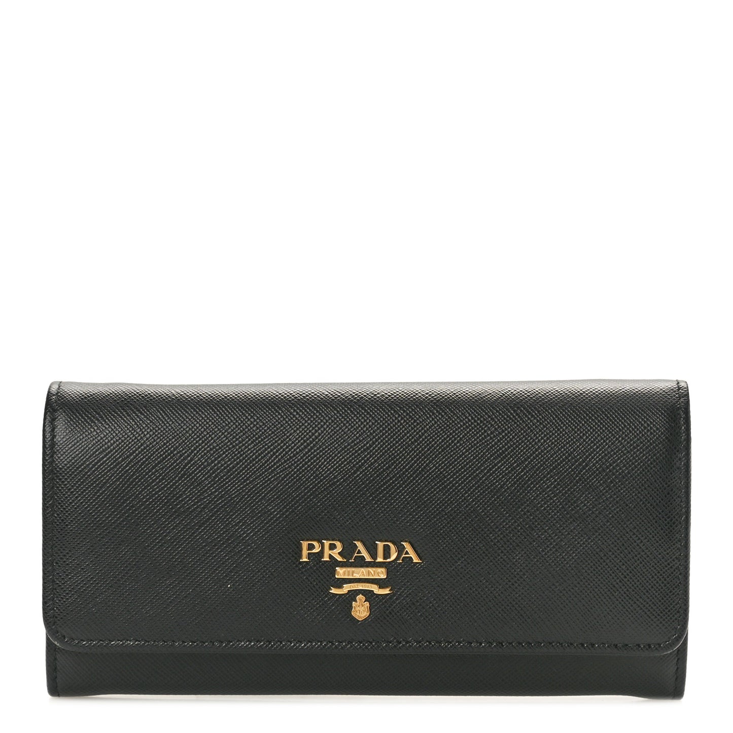 Saffiano Bi-Color Metal Continental Flap Travel Wallet Black Ibisco