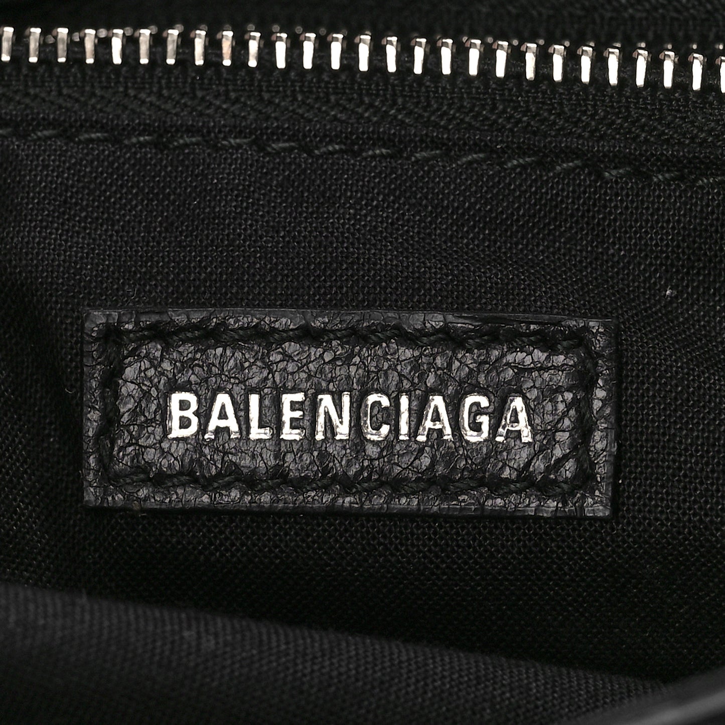 Agneau Classic Silver Hardware S City Logo Strap Black White