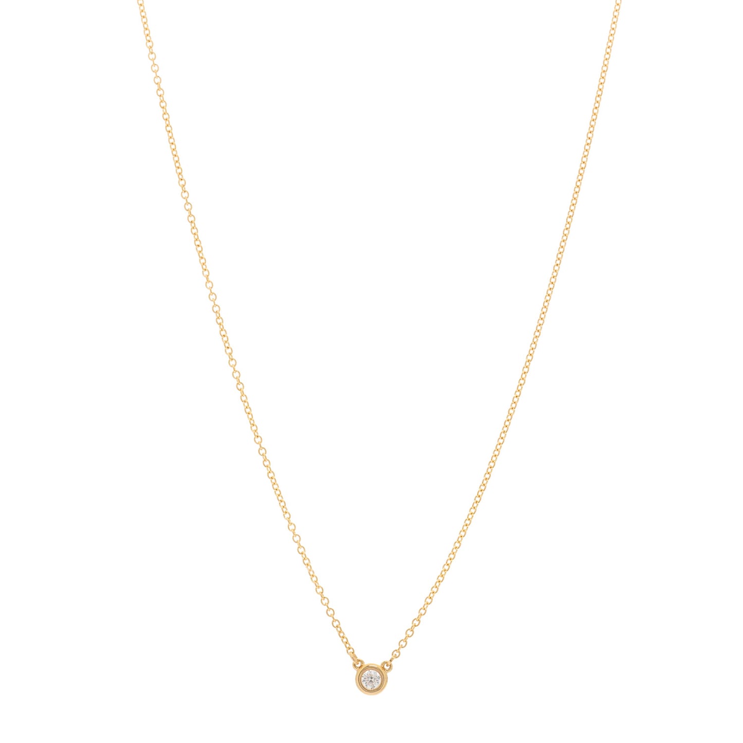 18K Rose Gold Diamond .07ct Elsa Peretti Diamonds by the Yard Pendant Necklace