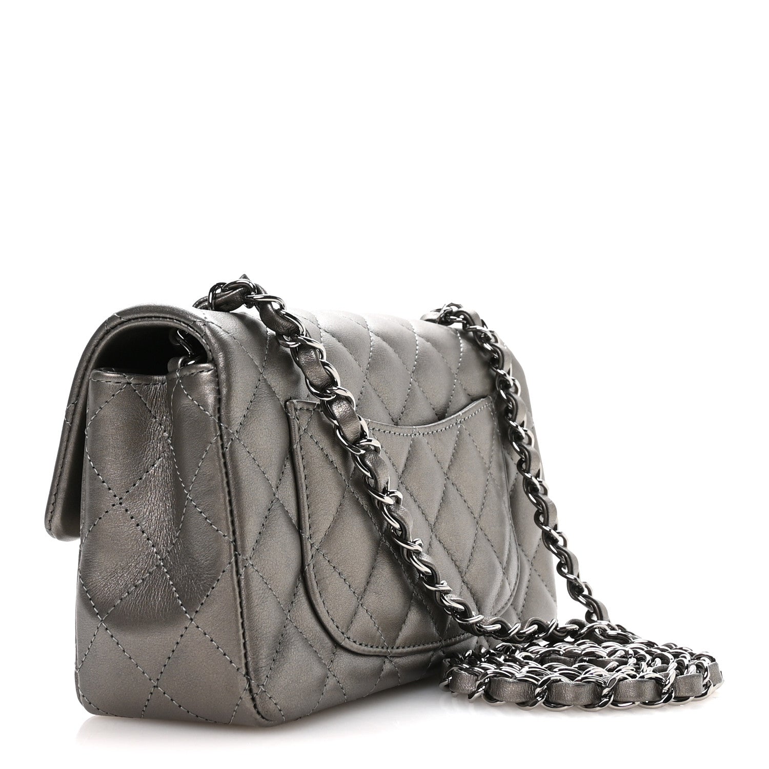 Chanel Metallic Lambskin Quilted Mini Rectangular Flap Silver 2 of 10