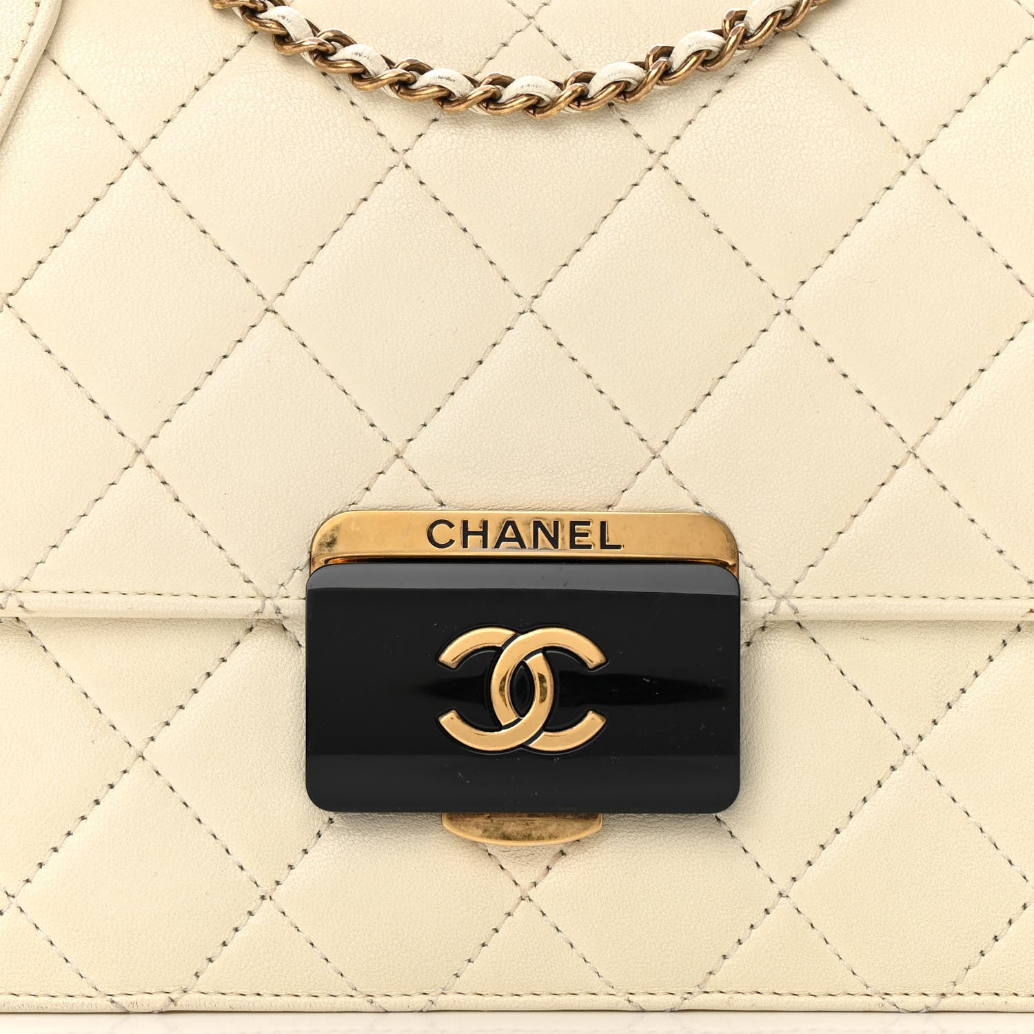 Chanel Sheepskin Quilted Beauty Lock Flap White 8 of 19