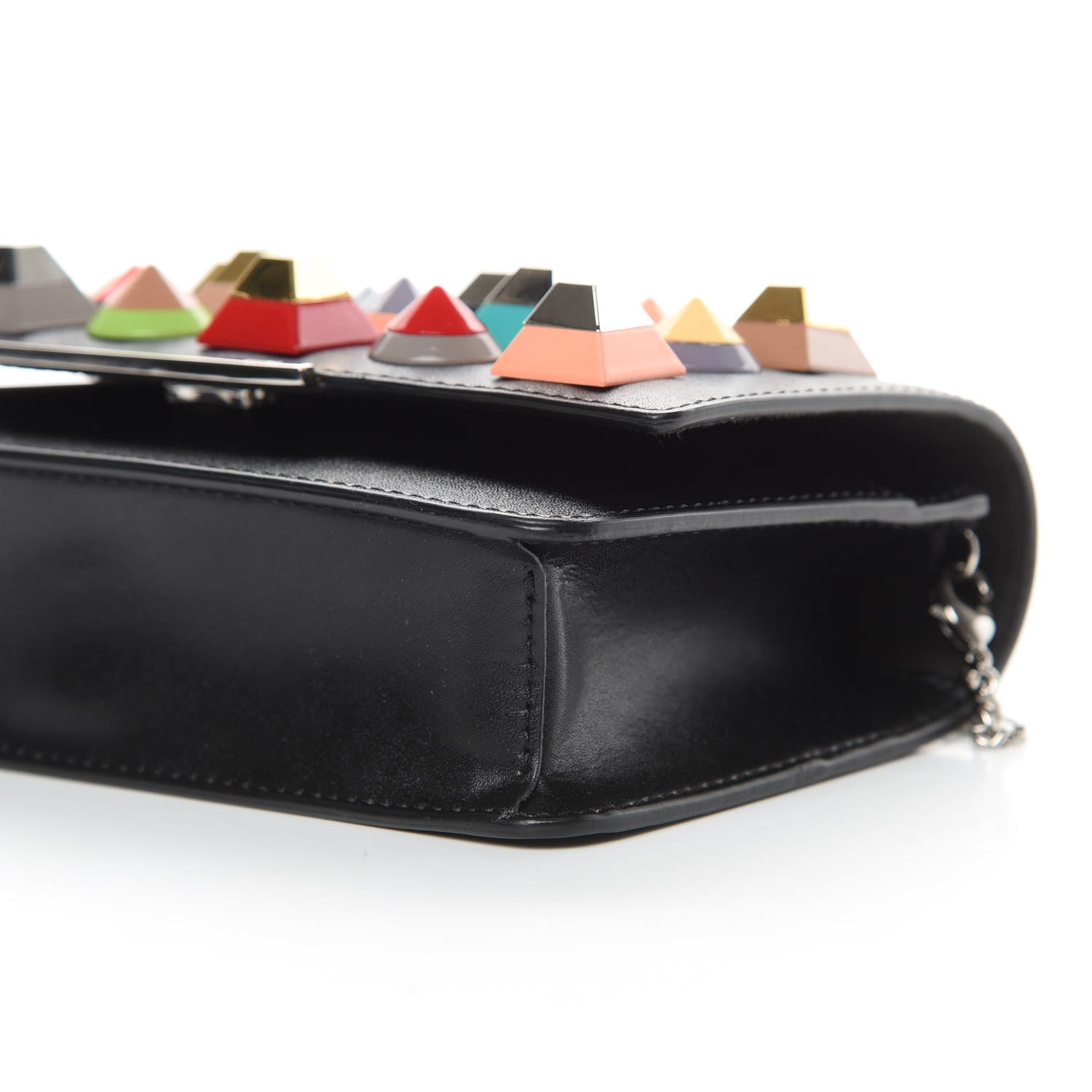 Fendi Vitello Liberty Studded Tube Wallet On Chain Black Multicolor 10 of 11