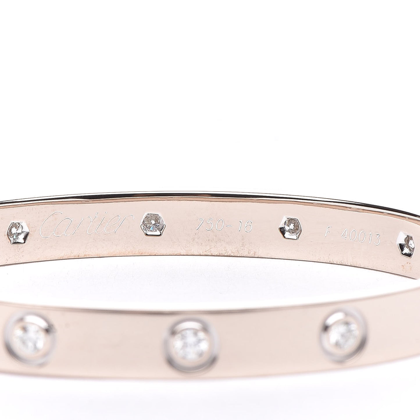 18K White Gold 10 Diamond LOVE Bracelet 16