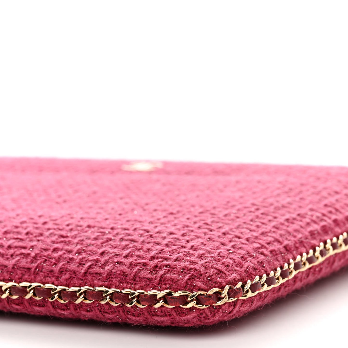 Tweed Chain Around Tablet Holder Crossbody Pink