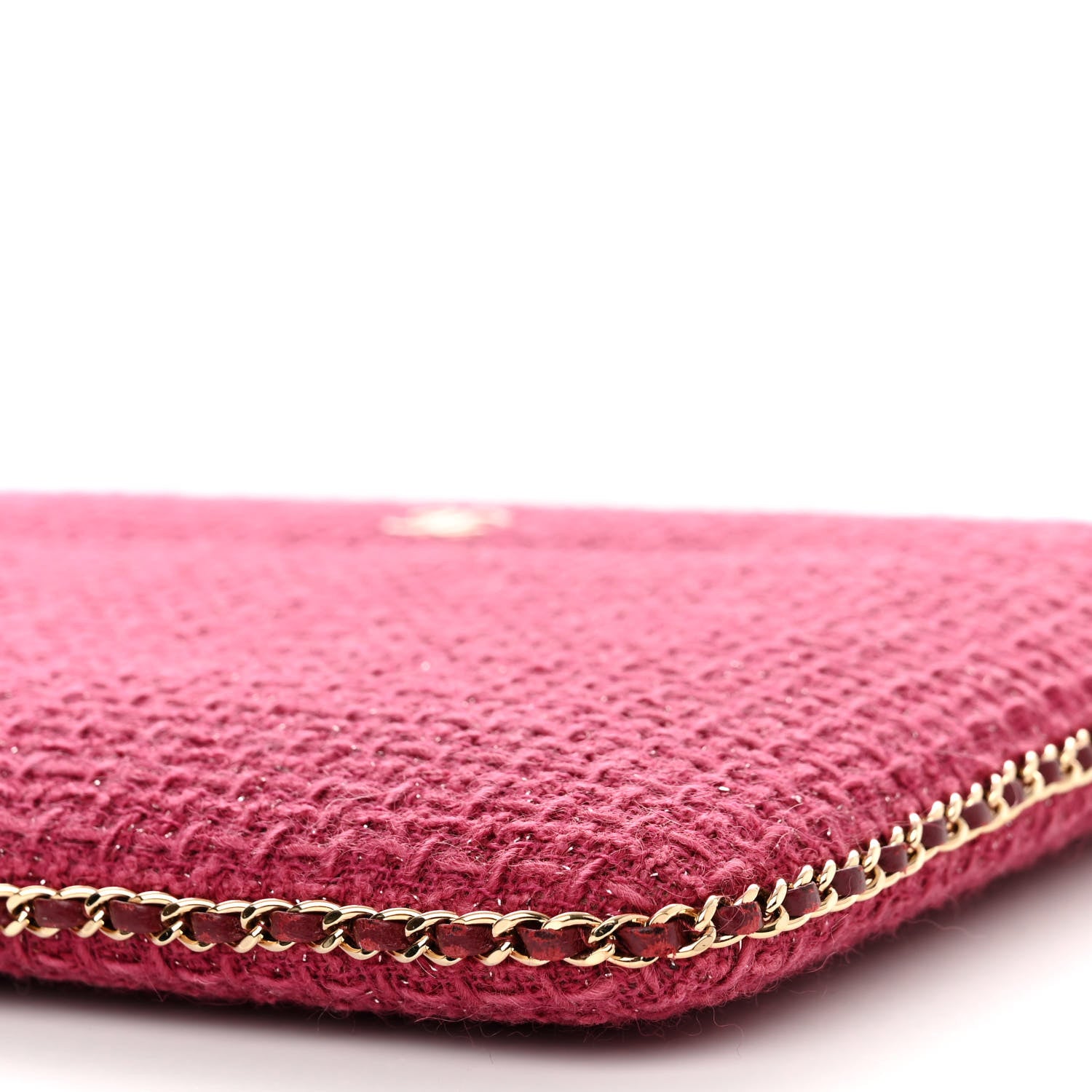 Chanel Tweed Chain Around Tablet Holder Crossbody Pink 11 of 13