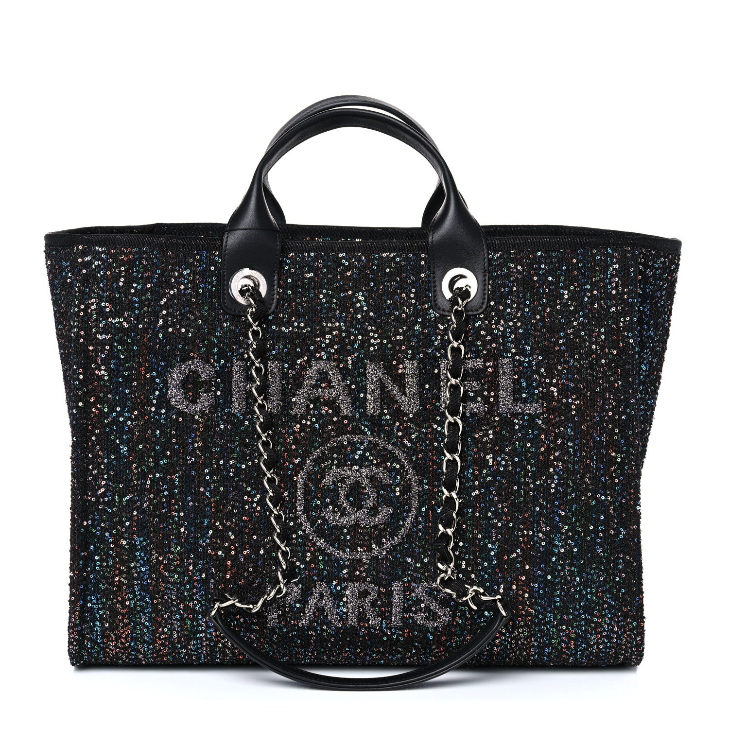 Chanel Calfskin Sequin Medium Deauville Tote Black 1 of 9