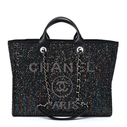 Chanel Calfskin Sequin Medium Deauville Tote Black 1 of 9