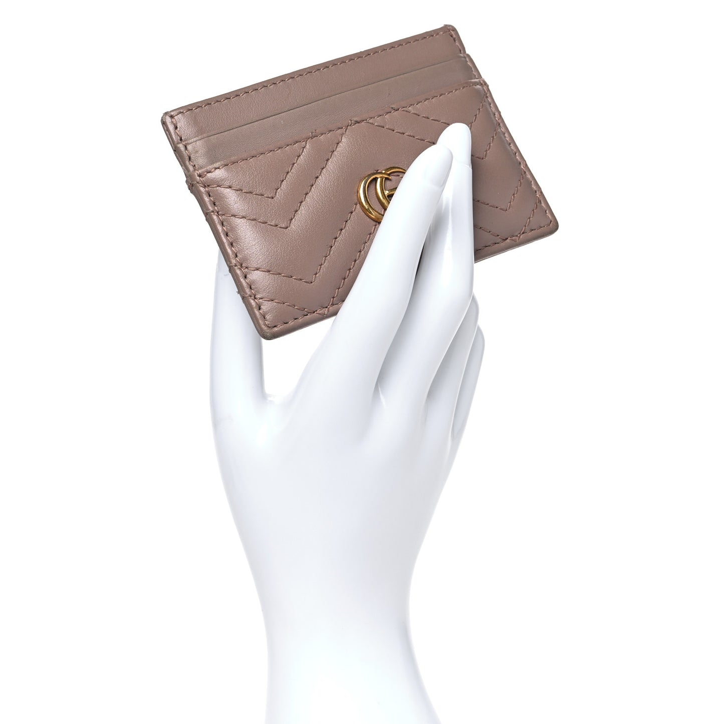 Calfskin Matelasse GG Marmont Card Holder Porcelain Rose