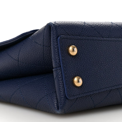 Chanel Grained Calfskin Small Stitched Flap Navy Blue 9 of 11