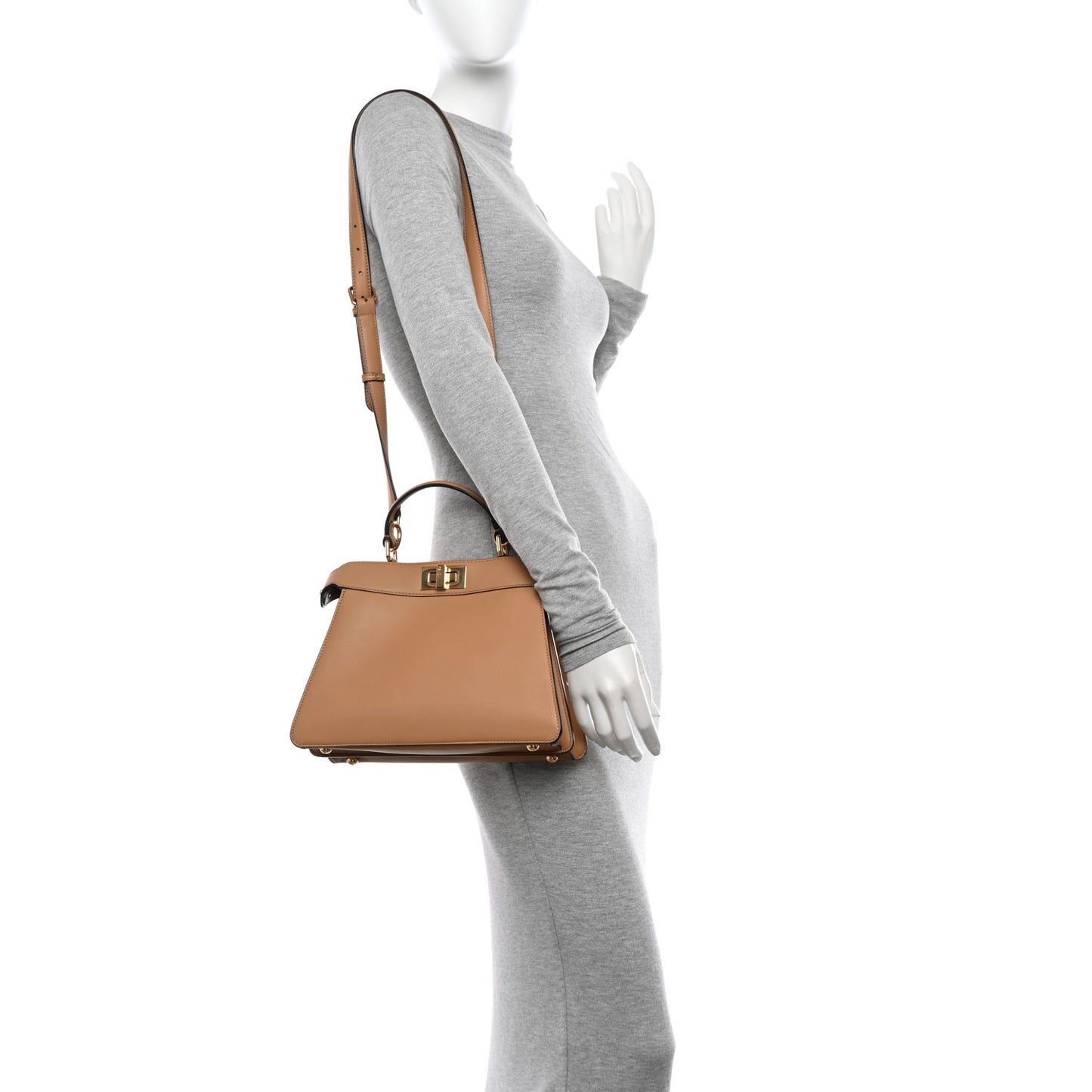 Vitello Seta Nappa Bi-Color Small Peekaboo I SEE U Satchel Miele Scuro Light Rose Ghianda