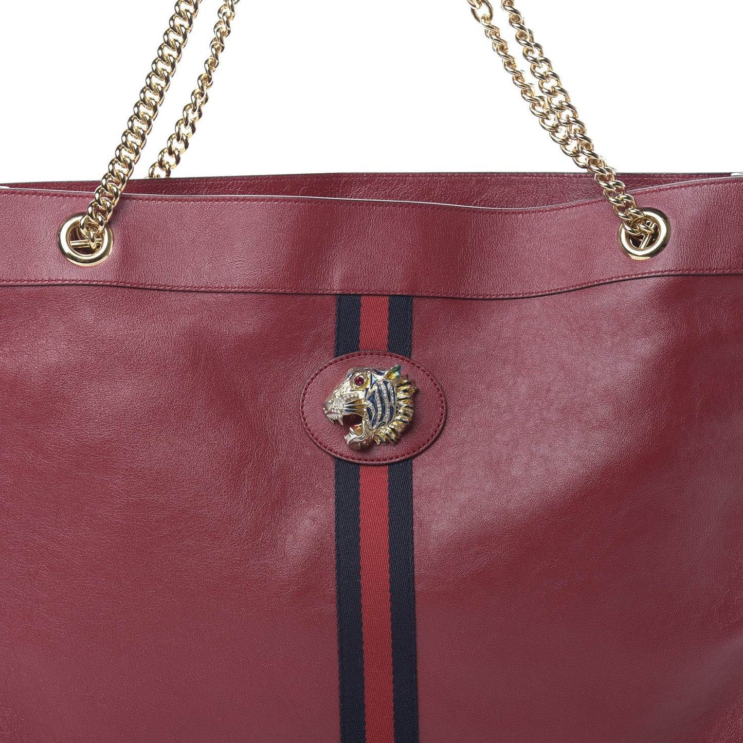Calfskin Large Rajah Chain Tote Romantic Cherry