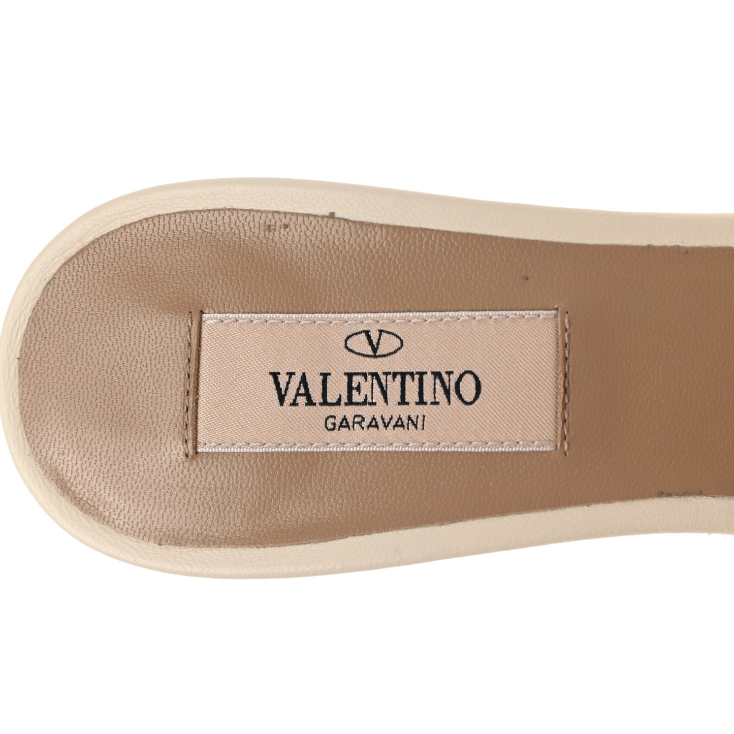 Calfskin Nappa Rockstud Wedge Sandals 36 Light Ivory