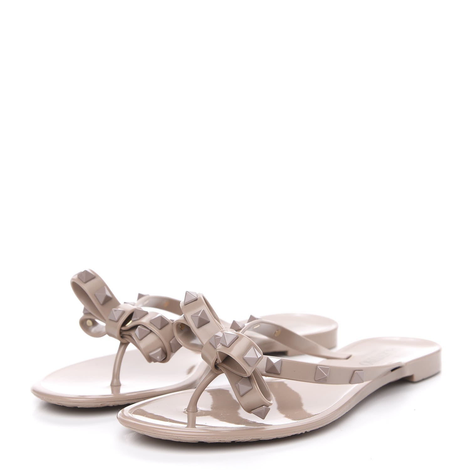 Valentino Garavani PVC Jelly Rockstud Bow Thong Sandals 37 Poudre 3 of 8