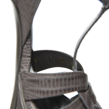 Saint Laurent Calfskin Lizard Embossed Tribute 105 Platform Sandals 35 Earth 8 of 9