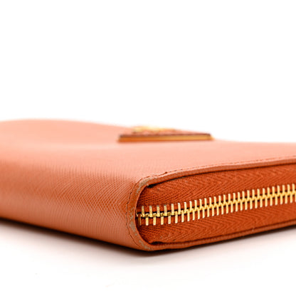 Prada Saffiano Metal Zip Around Wallet Rame 9 of 10