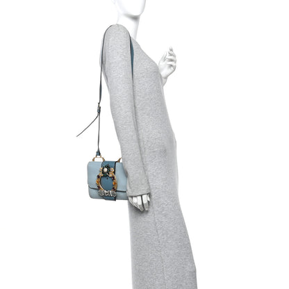 Miu Miu Goatskin Madras Soft Calf Crystal Embellished Shoulder Bag Astrale 2 of 13