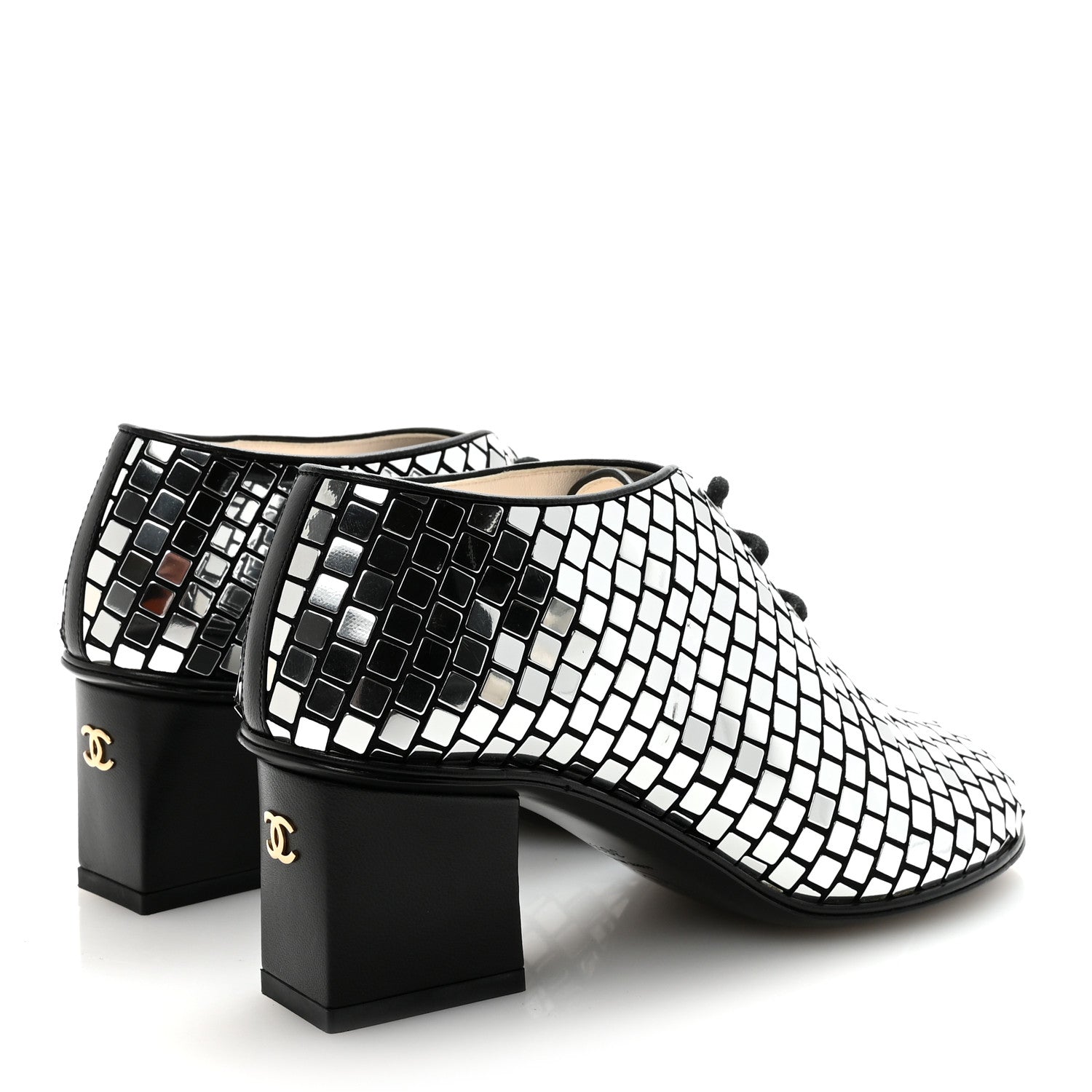 Chanel Mirror Facets Lace Up Boots 36.5 Silver 9 of 20
