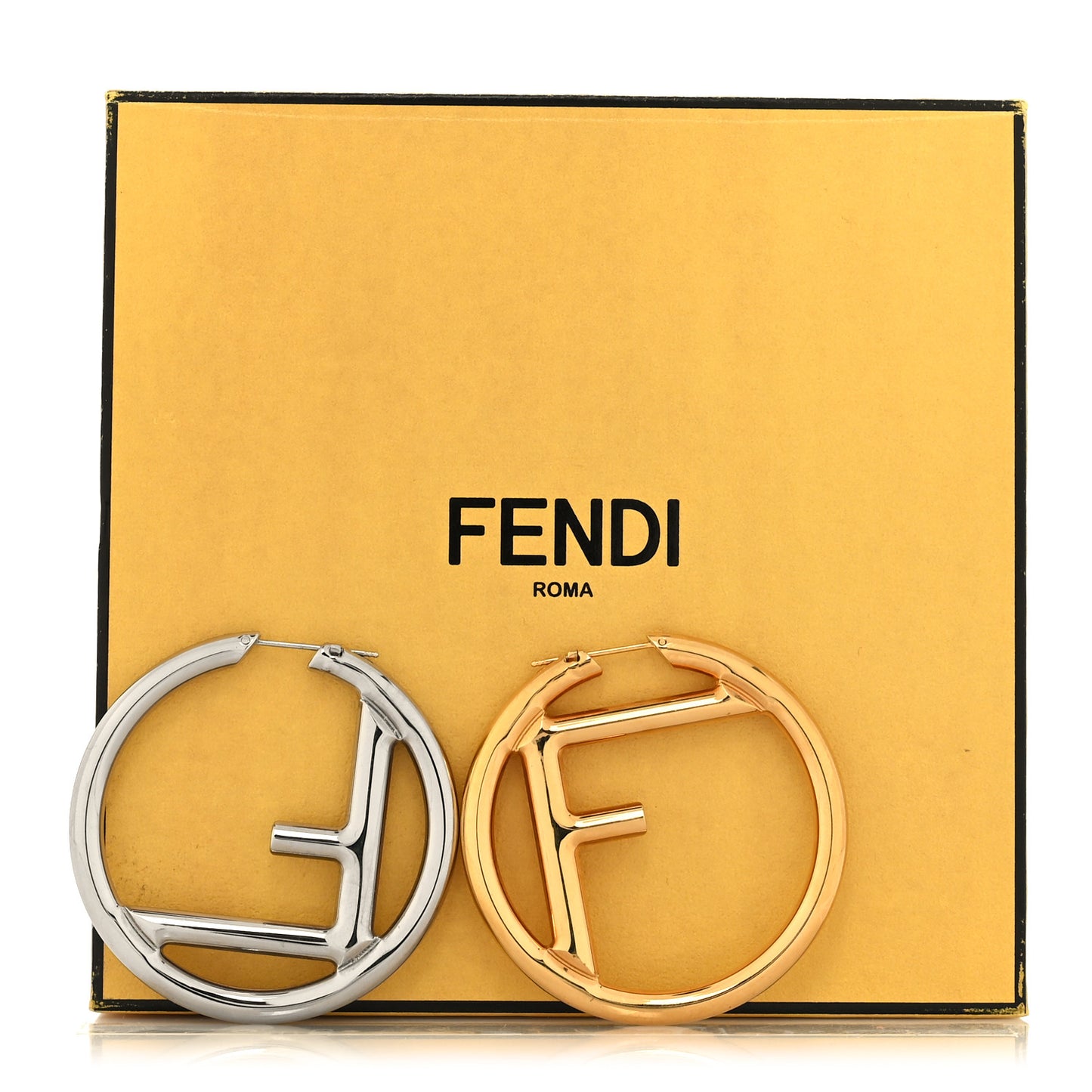 Metal FF Hoop Earrings Gold Silver