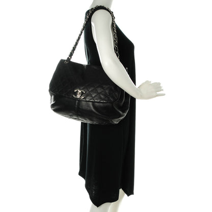 Chanel Shiny Lambskin Quilted Large Trianon Messenger Flap Black 2 of 8