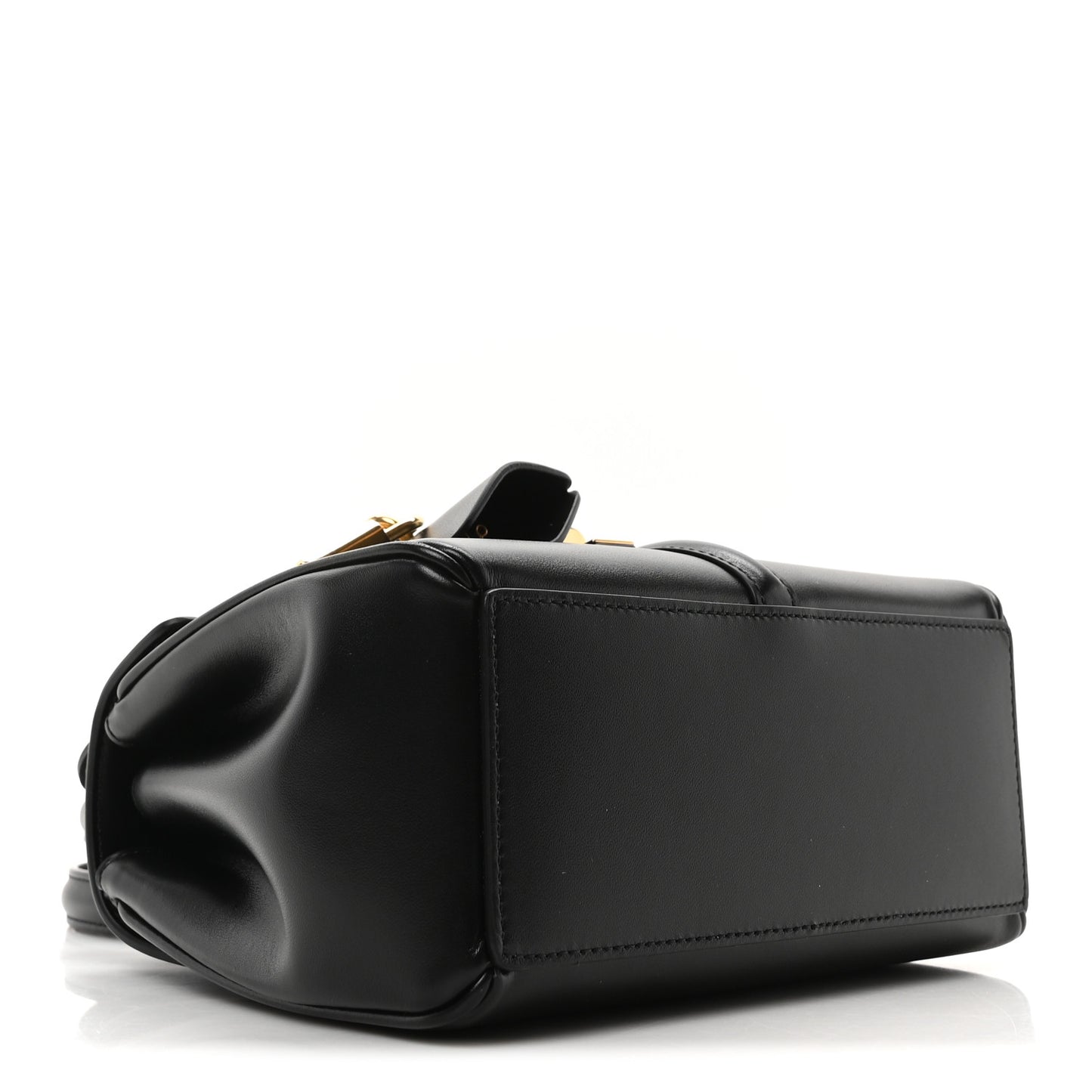 Satinated Calfskin Mini 16 Top Handle Bag Black
