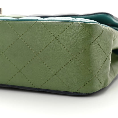 Chanel Lambskin Quilted Tri-Color Medium Double Flap Navy Blue Green 10 of 13
