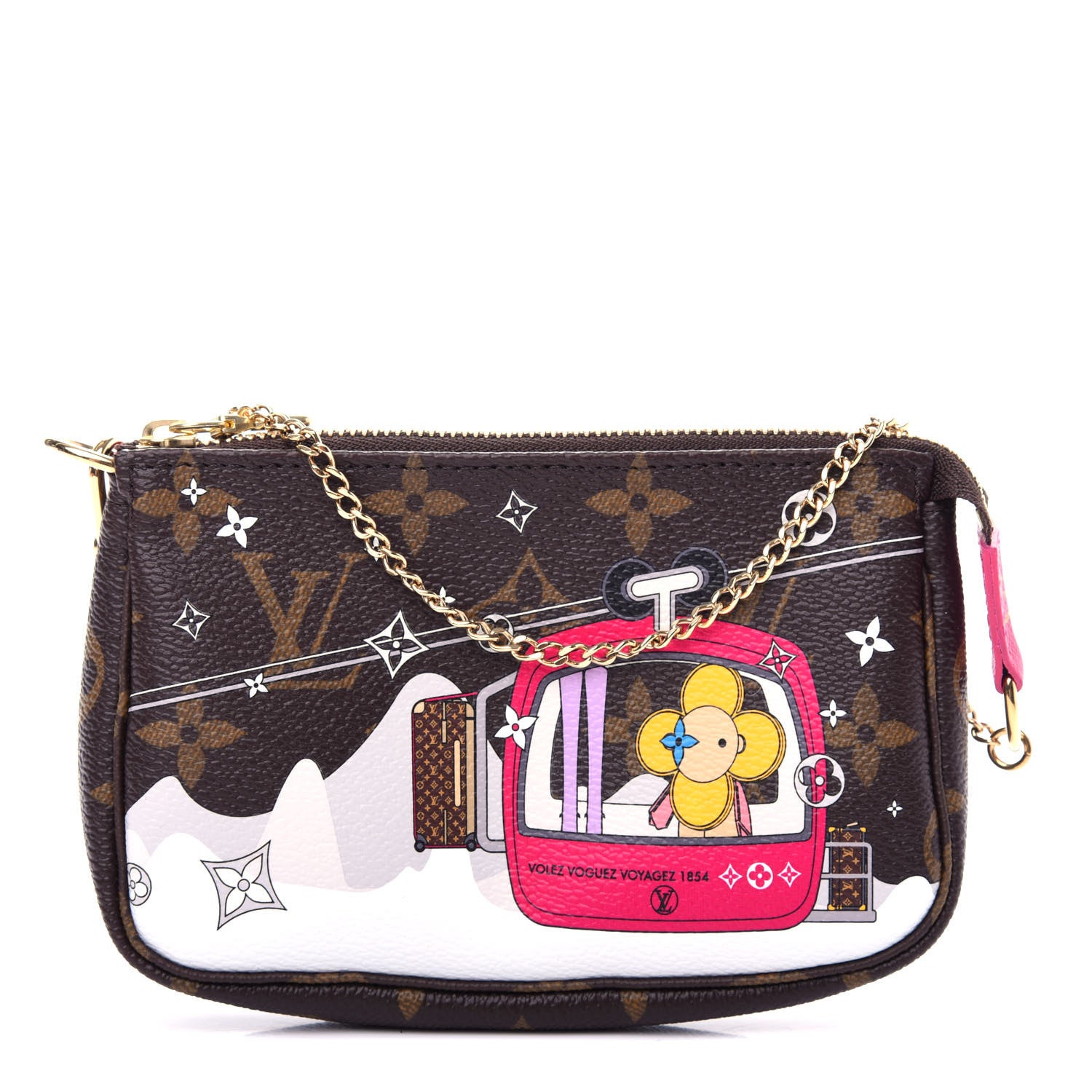 Louis Vuitton Monogram 2019 Christmas Animation Mini Courchevel Pochette Accessories Fuchsia 1 of 11