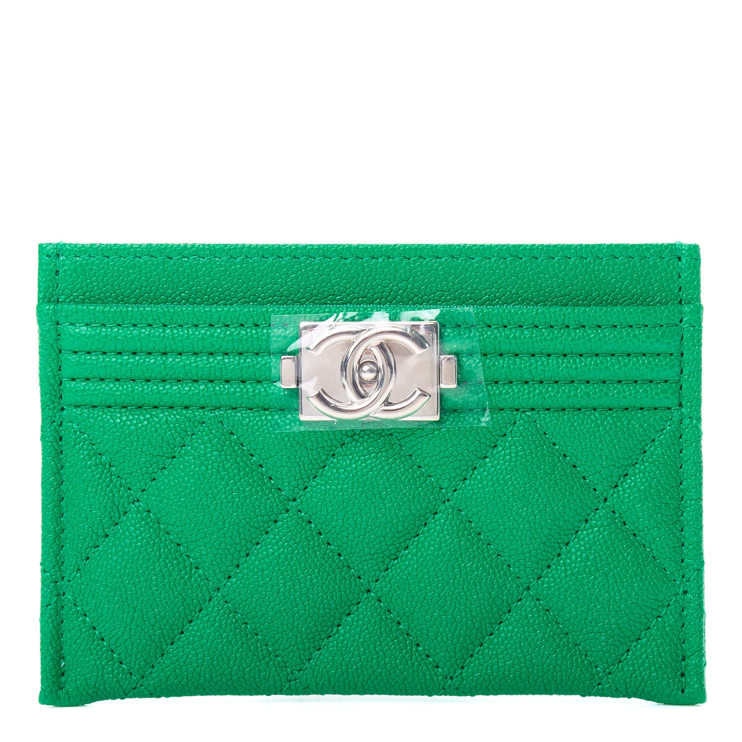 Chanel Caviar Quilted Boy Card Holder Green 1 of 9