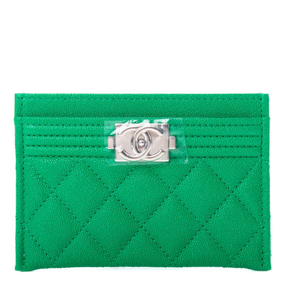 Chanel Caviar Quilted Boy Card Holder Green 1 of 9