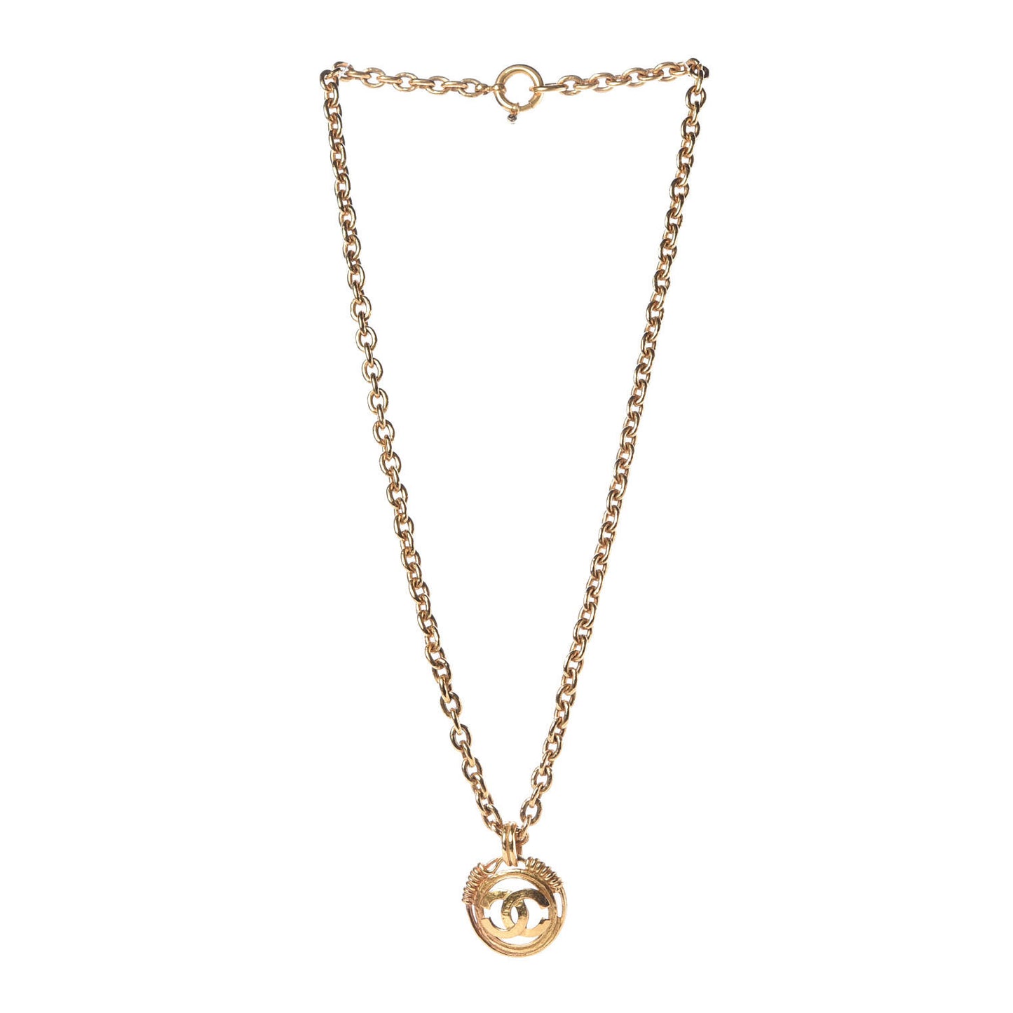 Large CC Long Chain Necklace Gold