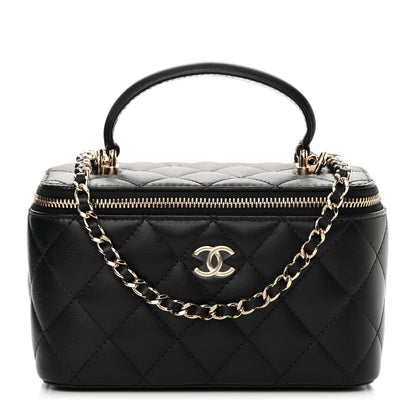 Chanel Lambskin Quilted Small Top Handle Vanity Case With Chain Black 1 of 12