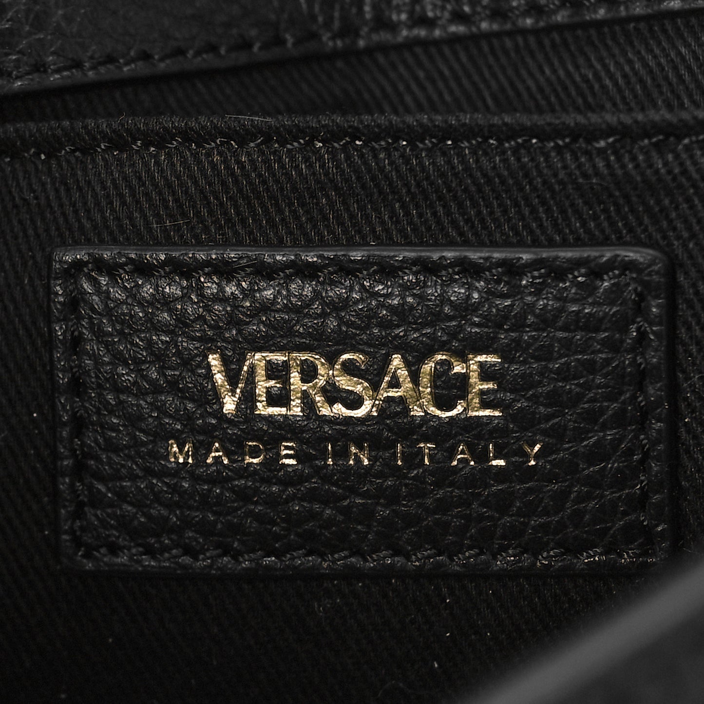 Grainy Calfskin Virtus V Mini Wallet Chain Crossbody Black