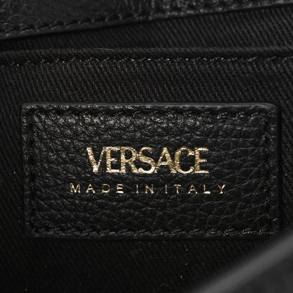 Versace Grainy Calfskin Virtus V Mini Wallet Chain Crossbody Black 6 of 8