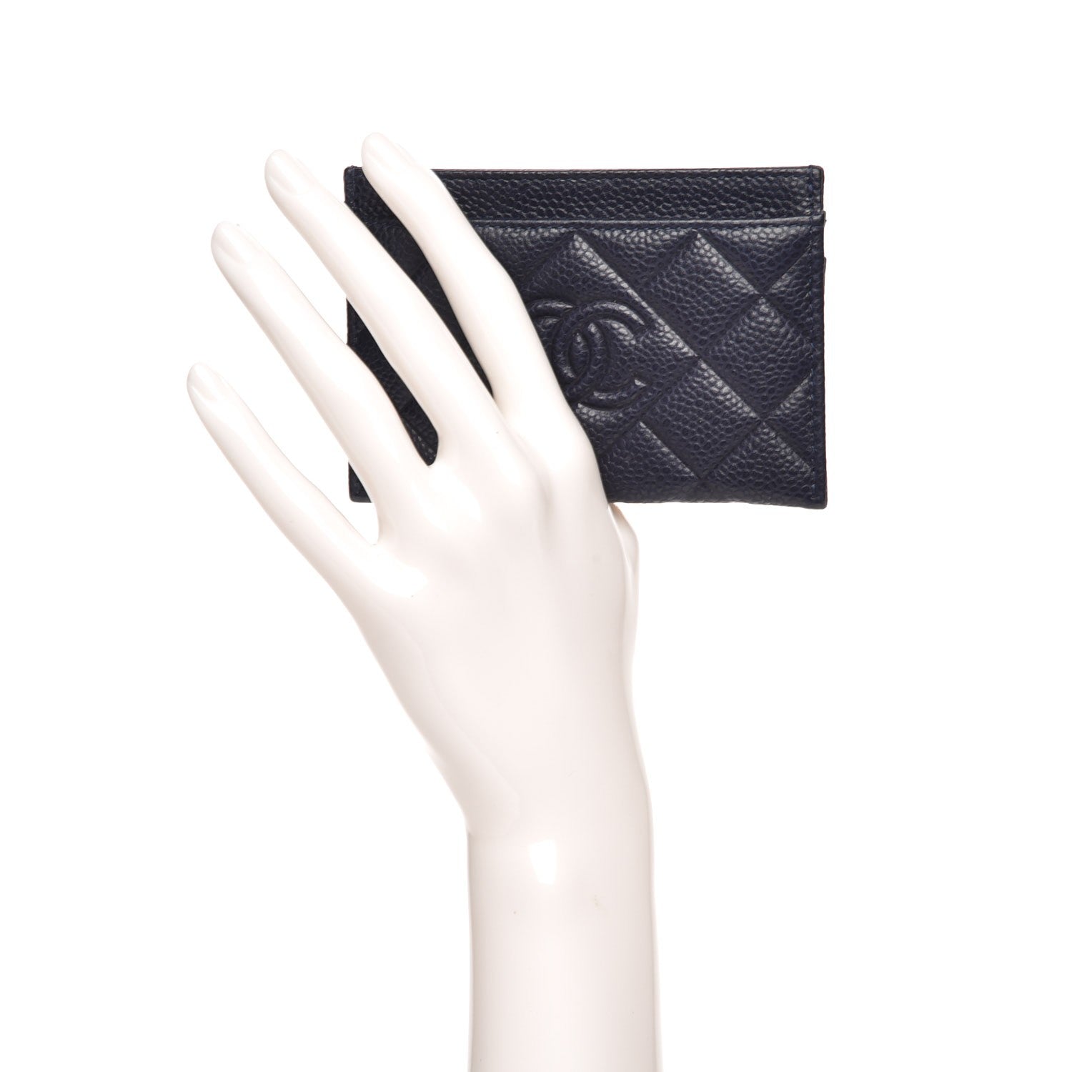 Chanel Caviar Quilted Diamond CC Card Holder Dark Navy 2 of 9