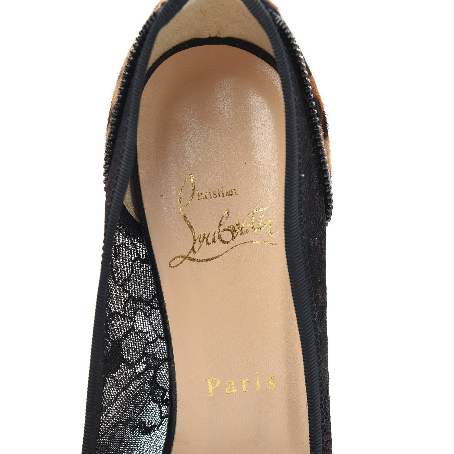 Christian Louboutin Pony Hair Lace Leopard Souris 70 Pumps 37.5 Black 6 of 10