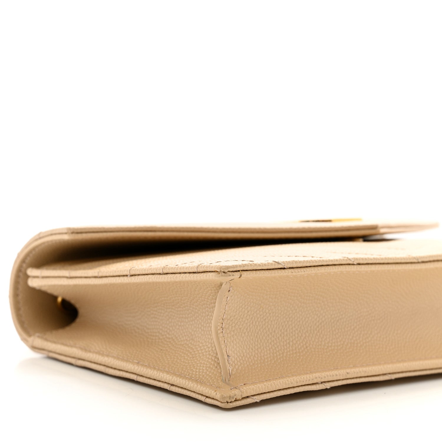 Saint Laurent Grain De Poudre Matelasse Chevron Monogram Envelope Chain Wallet Nude Powder 9 of 11