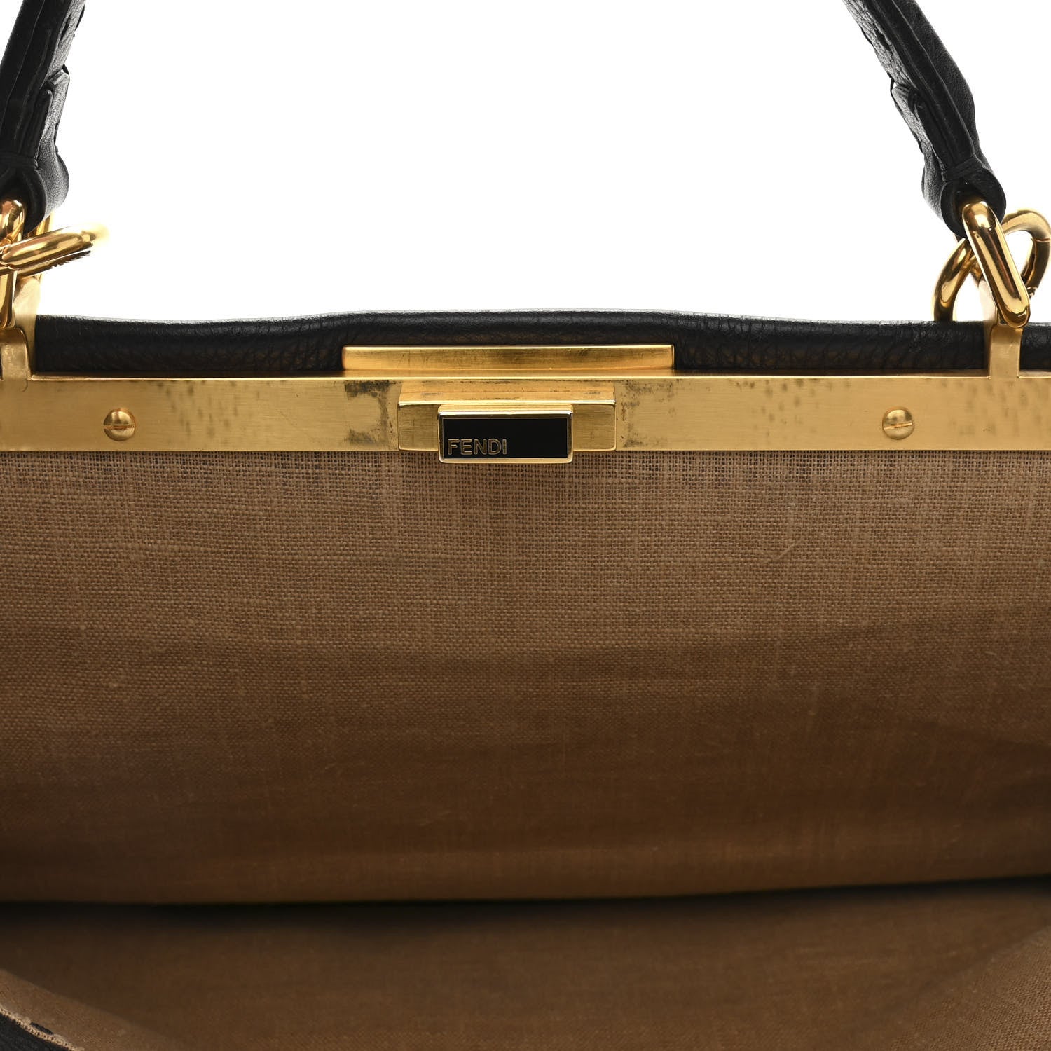 Fendi Cuoio Romano Selleria Large Peekaboo Iconic Satchel Black Moro 13 of 16