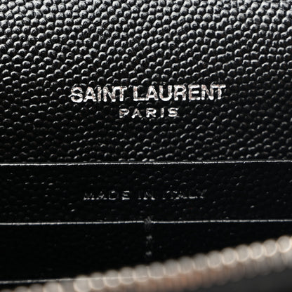 Saint Laurent Grain De Poudre Matelasse Chevron Monogram Chain Wallet Black 6 of 10