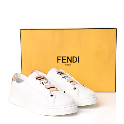 Fendi Vitello Lurex Rockoclick Slip On Sneakers 36.5 White Soap Rose Gold 10 of 10