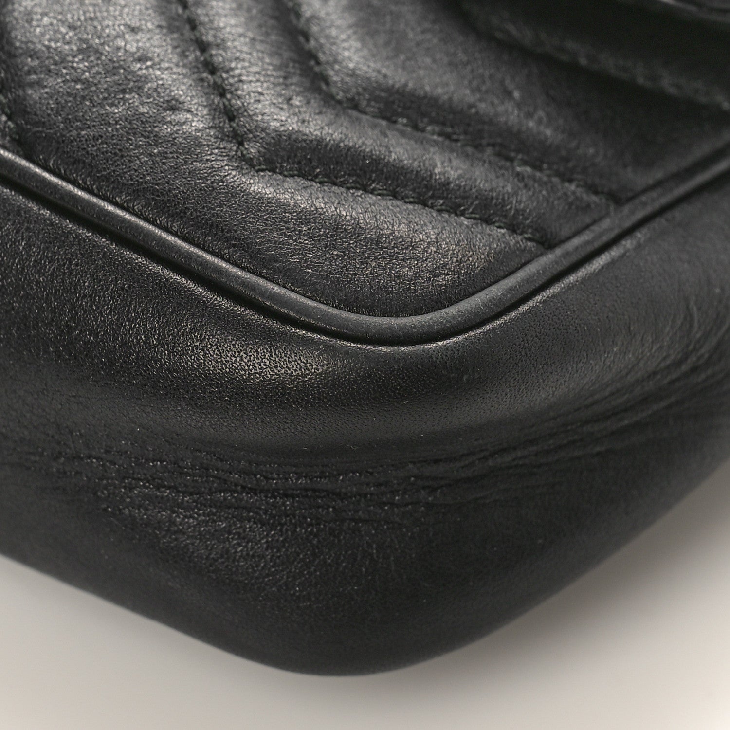 Gucci Calfskin Matelasse Super Mini GG Marmont Shoulder Bag Black 9 of 12
