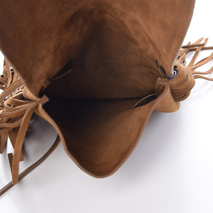 Saint Laurent Suede Fringe Flat Anita Crossbody Bag Camel 5 of 10