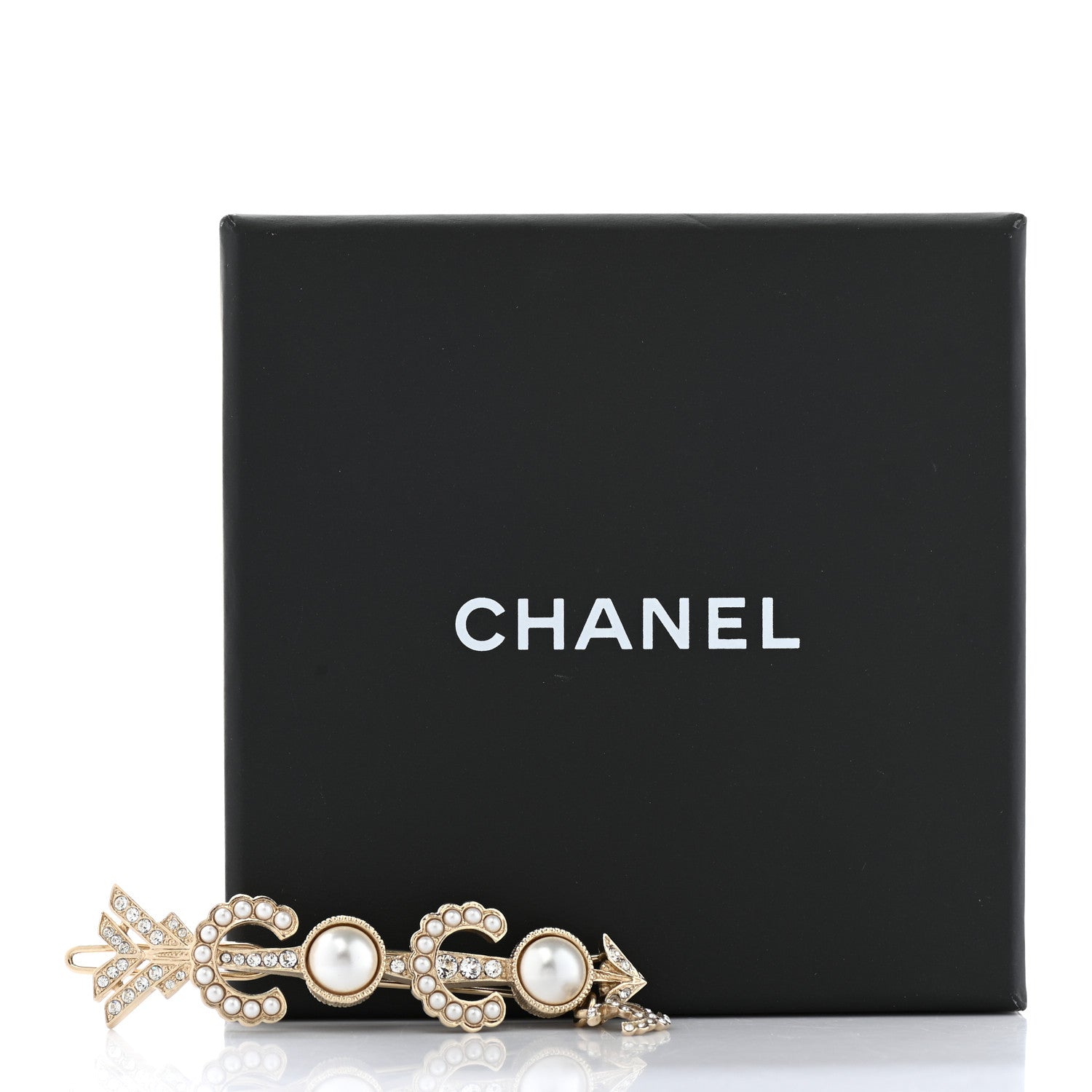 Chanel Pearl Crystal Queen of France Brooch Barrette Gold 4 of 4