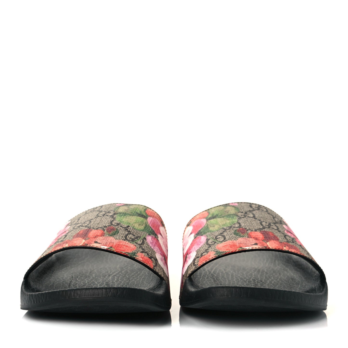 GG Supreme Monogram Blooms Slide Sandals 41 Beige Multicolor