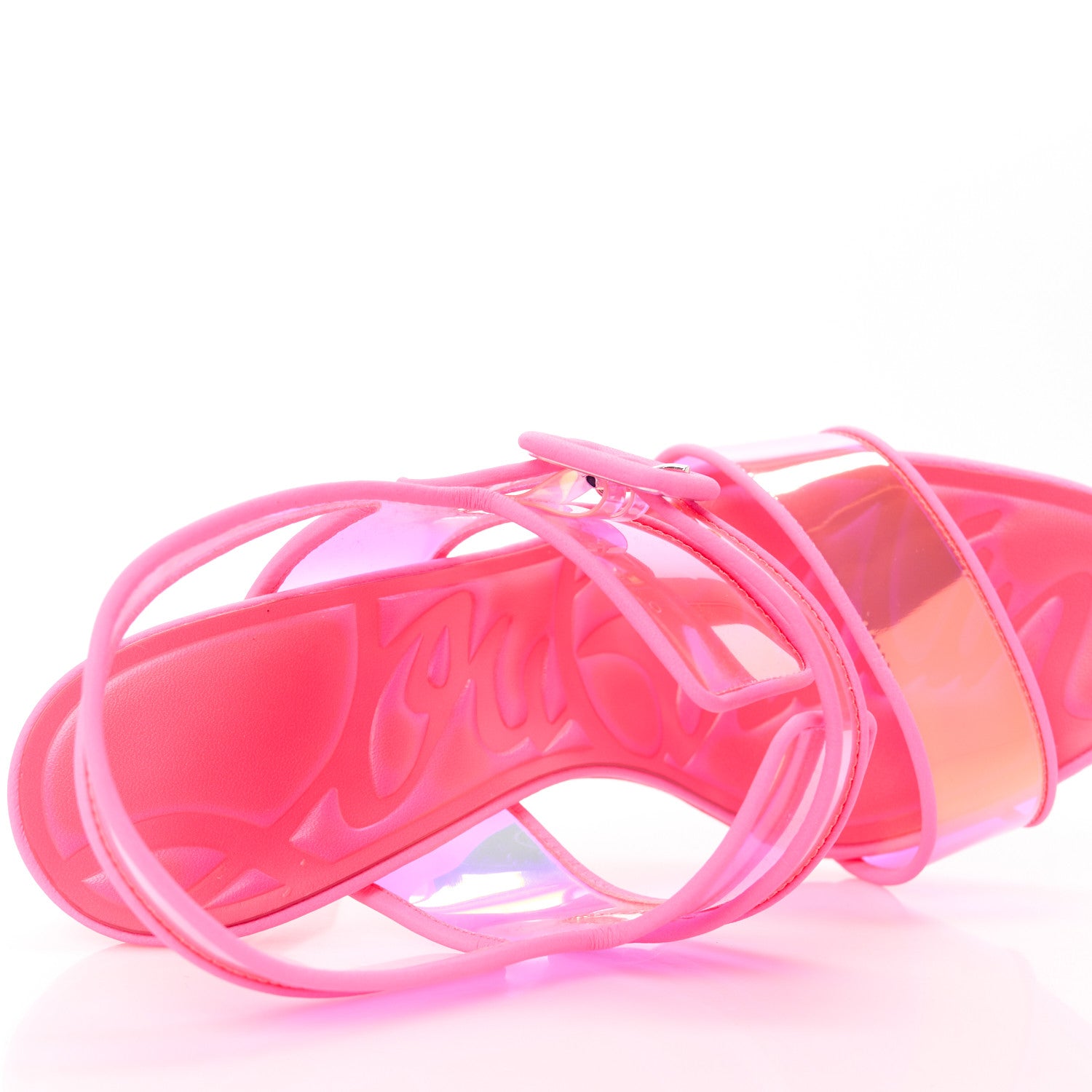 Christian Louboutin CHRISTIAN LOUBOUTIN PVC Duniss 100 Sandals 39 Fluo Pink 7 of 8