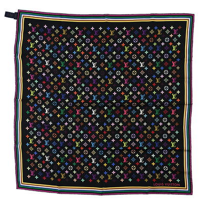 Louis Vuitton LV X TM Silk Monogram Multicolor Square 90 Scarf Black 1 of 3