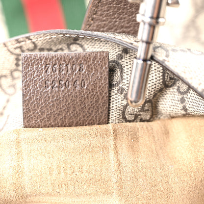 Gucci Tender GG Supreme Monogram Textured Dollar Calfskin Web Medium Jackie 1961 Crossbody Bag Beige Ebony New Acero 7 of 10