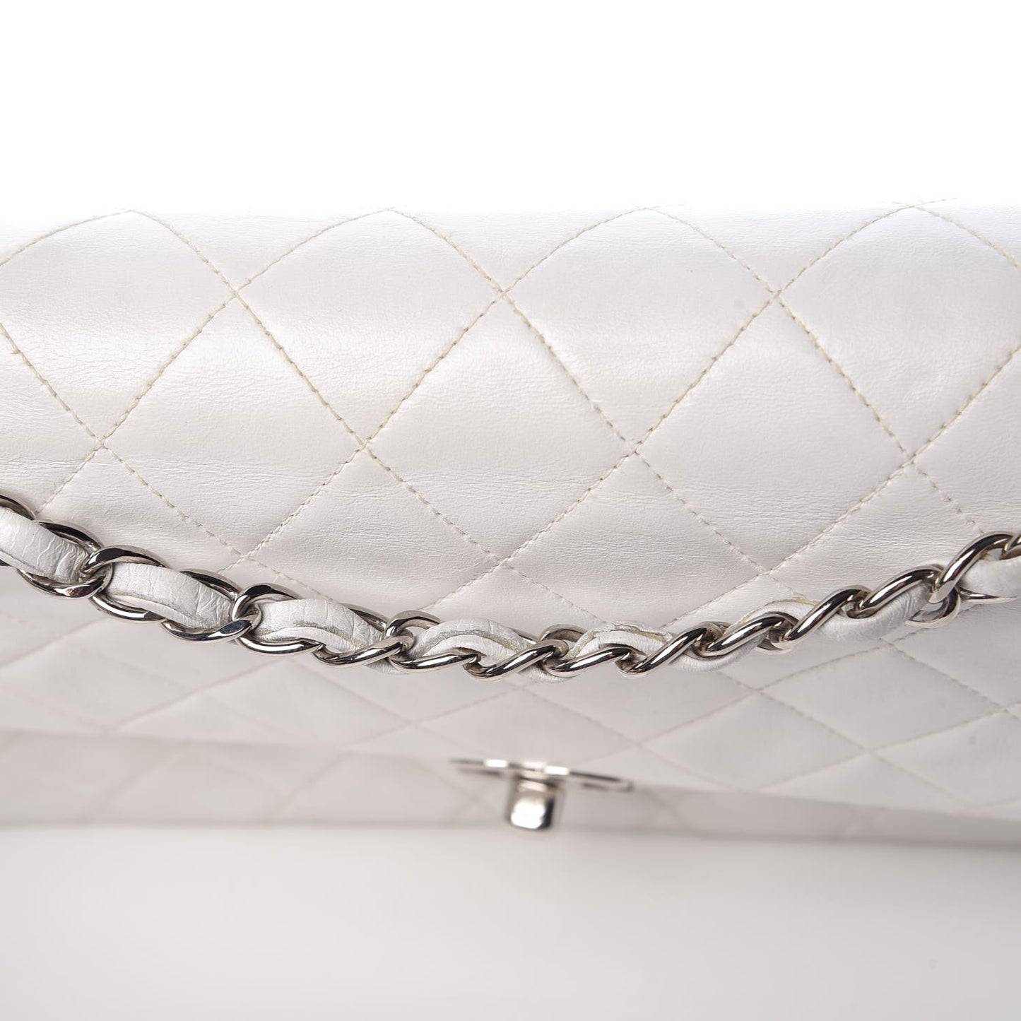 Lambskin Quilted Medium Double Flap White