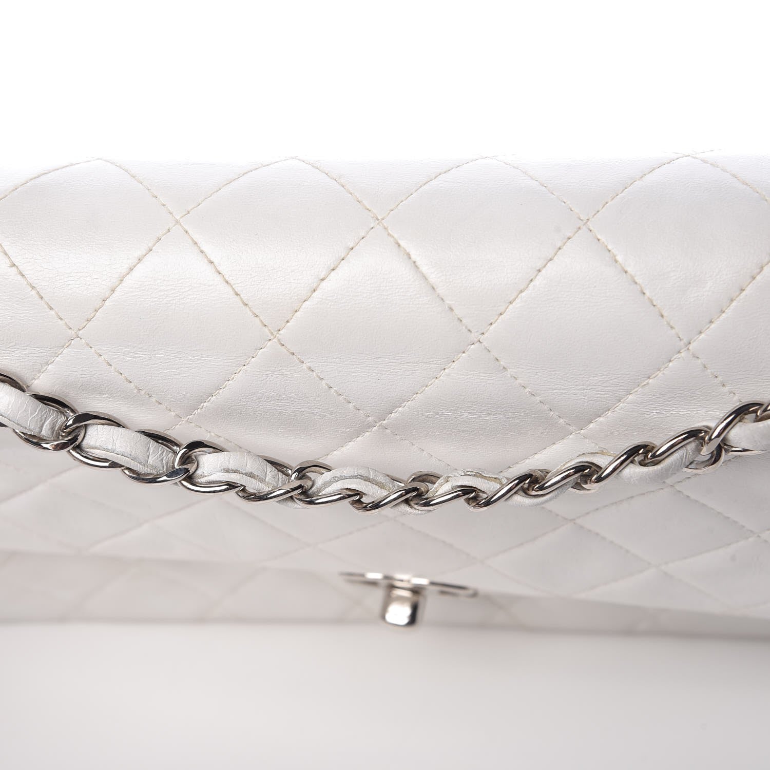 Chanel Lambskin Quilted Medium Double Flap White 11 of 16