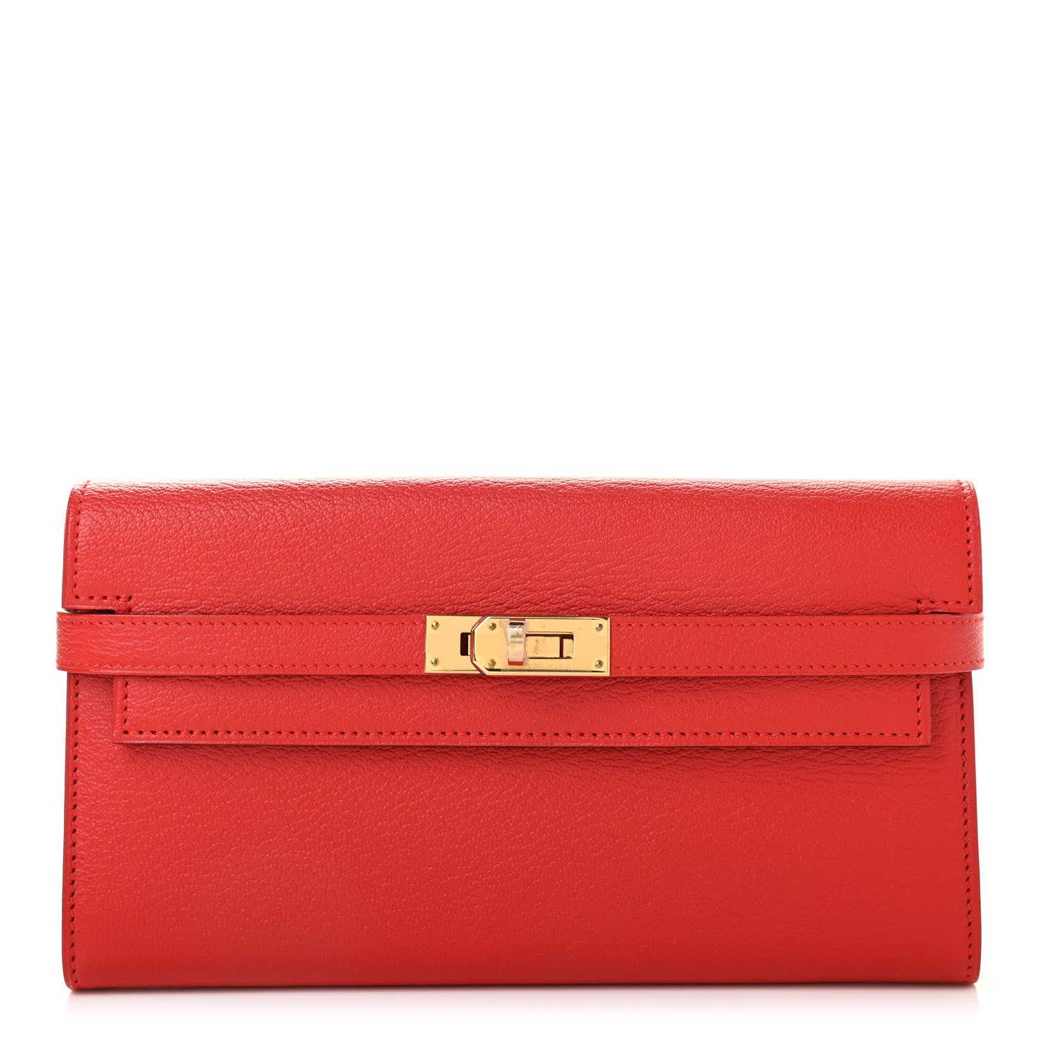 Hermes Chevre Mysore Kelly Longue Wallet Rouge Tomate 1 of 9
