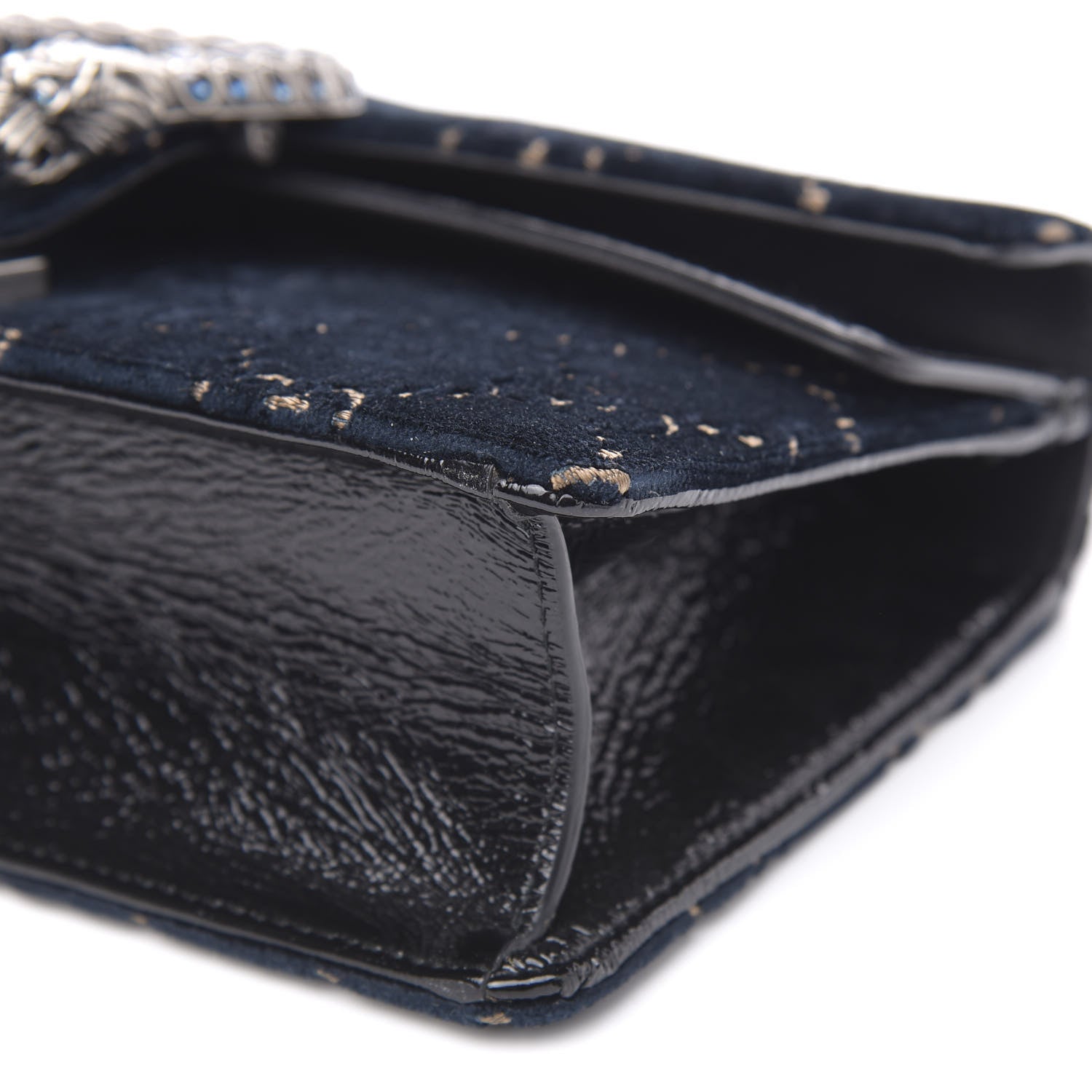 Gucci Velvet Skipper Crystal GG Monogram Small Dionysus Shoulder Bag Blue Beige Black 11 of 14
