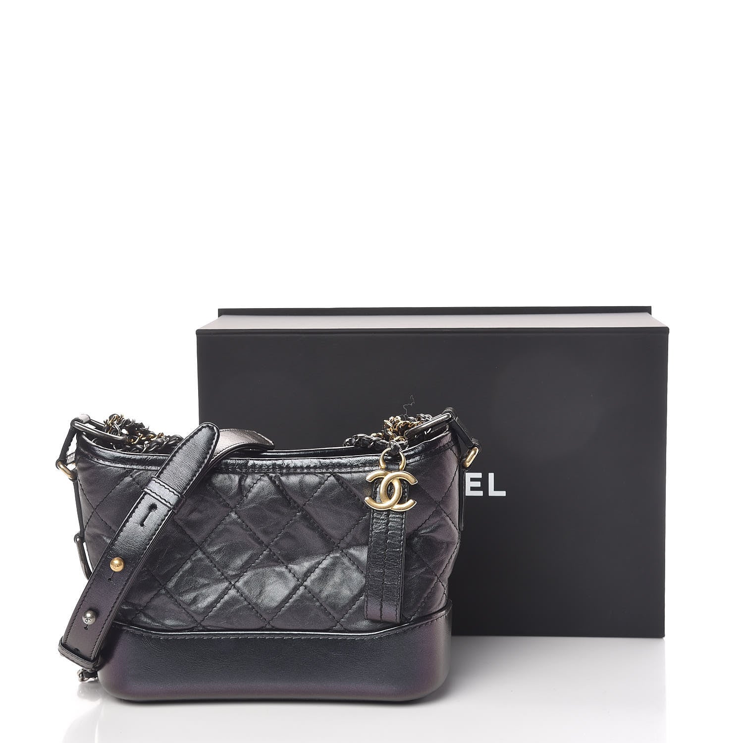 Chanel Iridescent Aged Calfskin Quilted Small Gabrielle Hobo Black 13 of 13